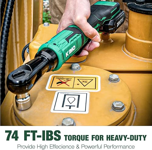 Miniatura 5 de KIMO 20V 38" Cordless Electric Ratchet Wrench Set, 74 Ft-lbs 400 RPM Cordless Ratchet+Cordless Impact Wrench, 3000 RPM, 12 Impact Gun with 3.0Ah