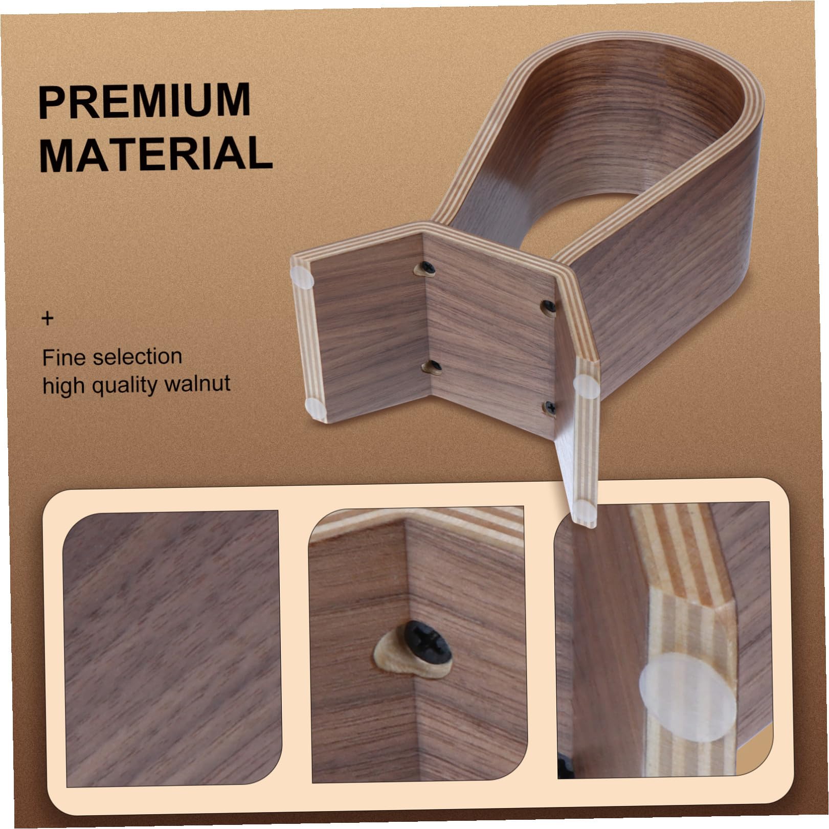 OSALADI Supporto per Cuffie da Scrivania in Legno di Noce Naturale | Espositore Stabile per Cuffie, Finitura Noce, 1 Pezzo, per Uso su Piano Lavoro e Ambiente