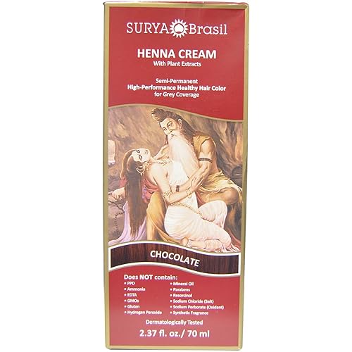 Surya Henna, crema de henna, tinte saludable para el cabello de alto rendimiento para cobertura de canas, chocolate, 2.37 fl oz (2.4 fl oz) - 2