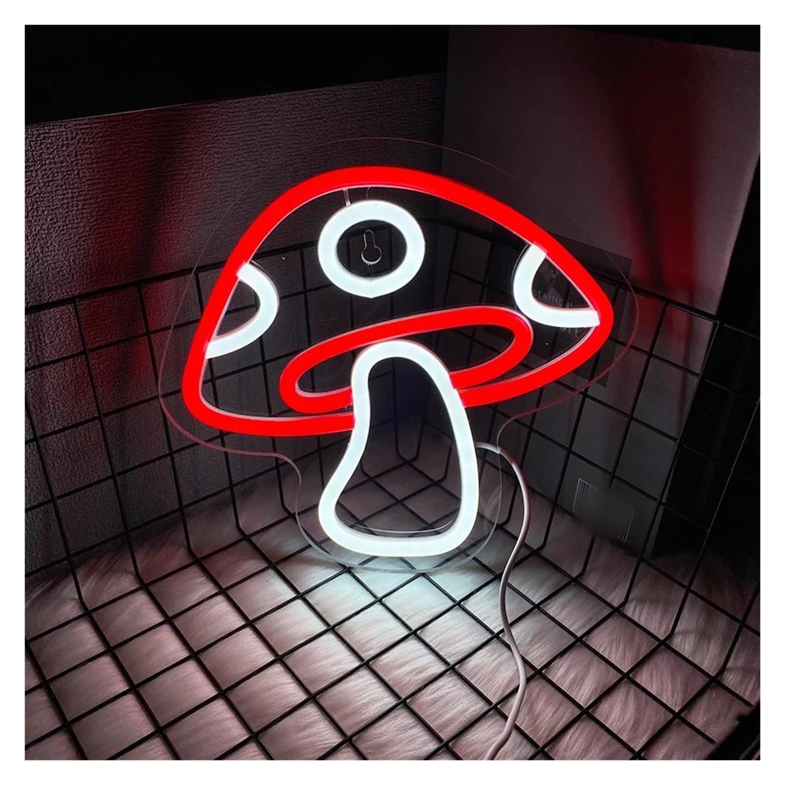 LEMST Signs Lamp Mushroom Neon Sign, Bedroom Wall Decorative Aesthetic Night Lights, USB Powered Easy to Install 22cmх23cm(A)