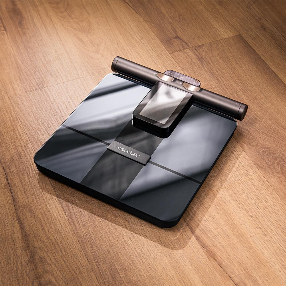 Cecotec Inteligentna waga łazienkowa z aplikacją Surface Precision HealthySmart Pro Technologia BIA, 25 parametrów, wyświetlacz LCD, 8 czujników o wysokiej dokładności, 30 x 30 cm, maksymalna
