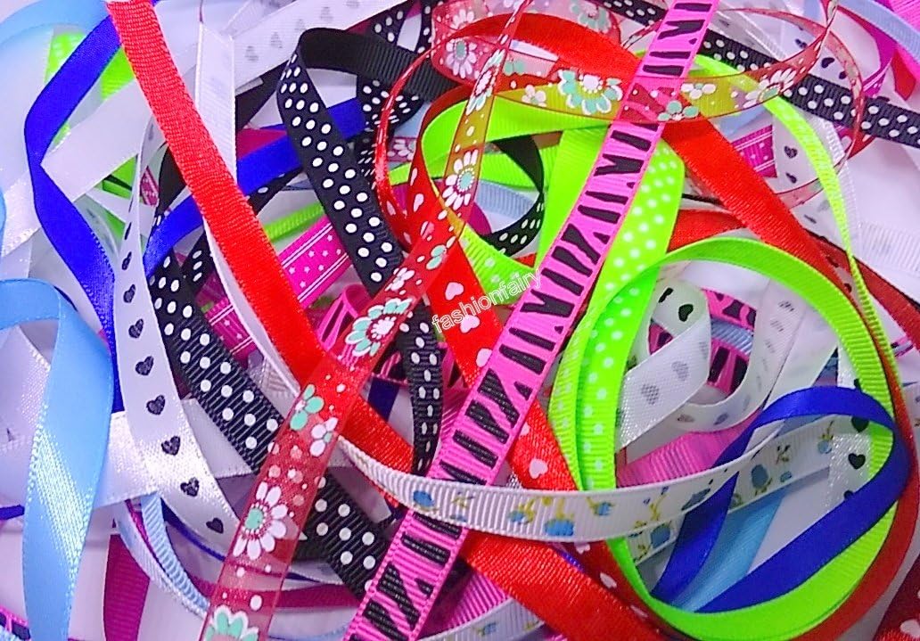 fashionfairy Mixed Ribbon Off Cut Bundles - Contains 10 Different 1 Metre Ribbons 6mm to 20mm (Mixed assprted)