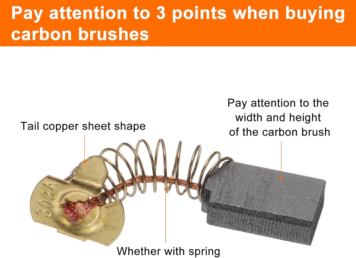 HARFINGTON 4pcs Carbon Brush 16mm x 10mm x 5mm Grinder Brush 303# Electric Motor Replacement Part Angle Grinder Cutting Machine Polisher Brushes for Repair Power Tools