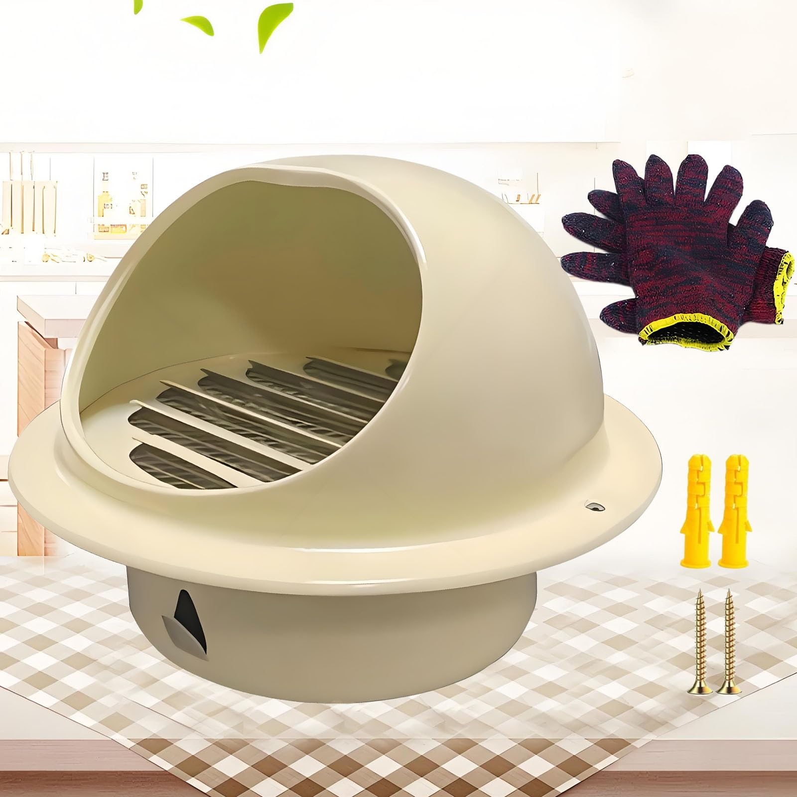 Rejilla de ventilación de Acero Inoxidable de 80 mm a 300 mm, Rejilla de ventilación Redonda de 100 mm con mosquitera y Cierre, Rejilla de ventilación de Acero Inoxidable para Cocina, baño