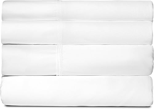 SHEEX Juego de sábanas Active Comfort, ultra suave, respira mejor que el algodón, color blanco brillante, tamaño Queen