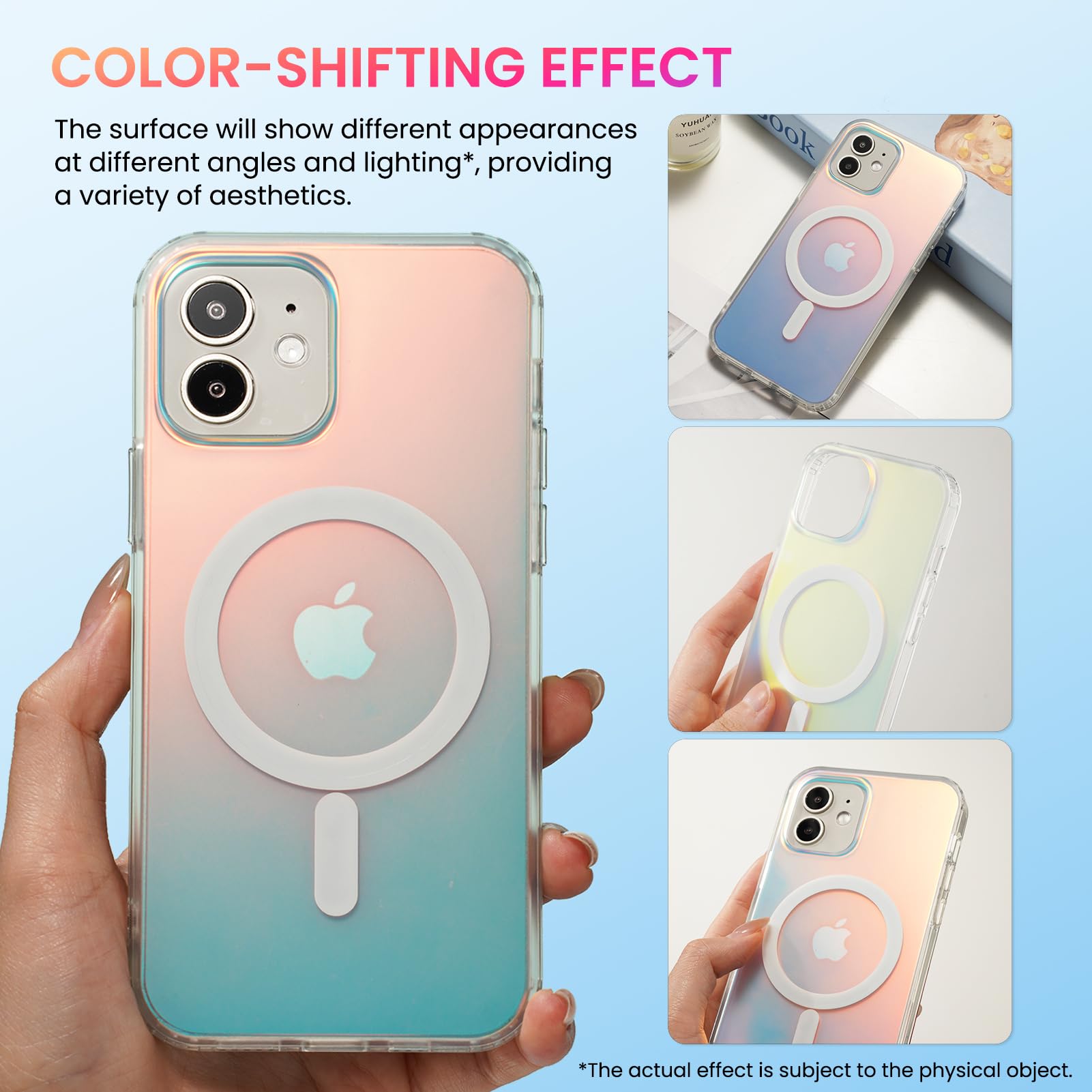 ORNARTO Cover per iPhone 11 Custodia Translucent Iridescente【Support for MagSafe】 Anti Ingiallimento, Protettiva Fluorescente Colorata Case per Ragazze e Donne 6,1 Pollici 2019