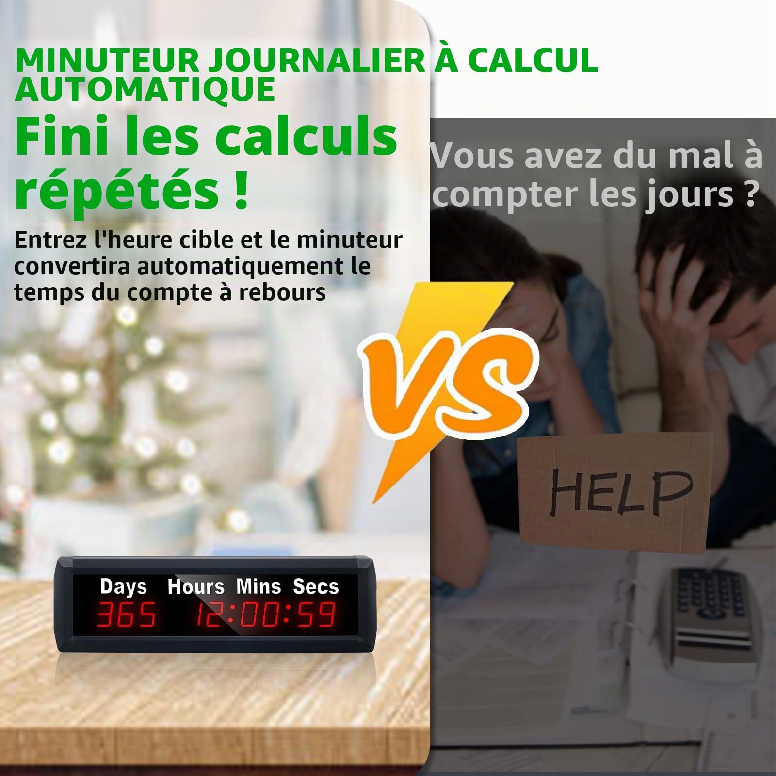 YZ LED Compte à rebours numérique de 999 Jours, Horloge numérique minuteur