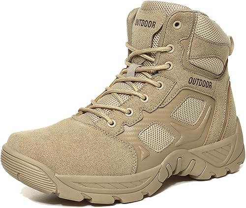 Miniatura 2 de Botas de senderismo para hombre, ligeras, a medio tobillo, para senderismo, al aire libre, antideslizantes, tácticas, botas de combate