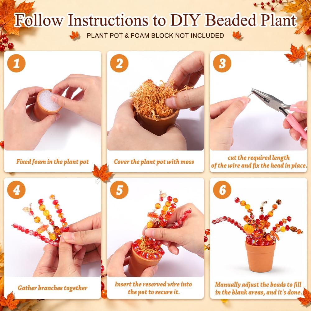 JOICEE 8644Pcs Beaded Plants Kit Forever Plant Making with Manual DIY Craft