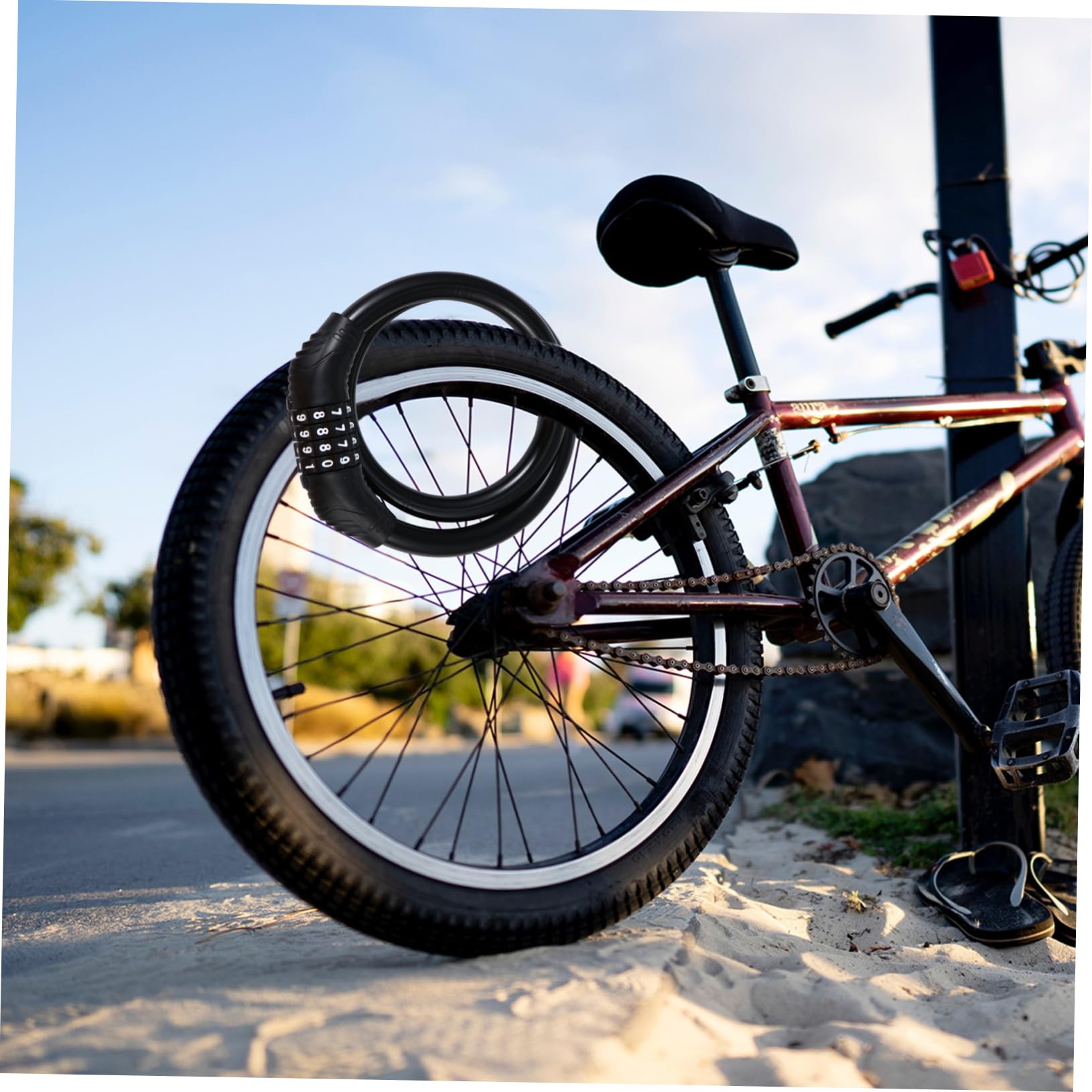 Happyyami 2pcs Bike Locks Heavy Duty Anti-Theft Combination Lock 4 Code for Bicycle Security Motorcycle Chain Lock Motorbike Chain Lock Random