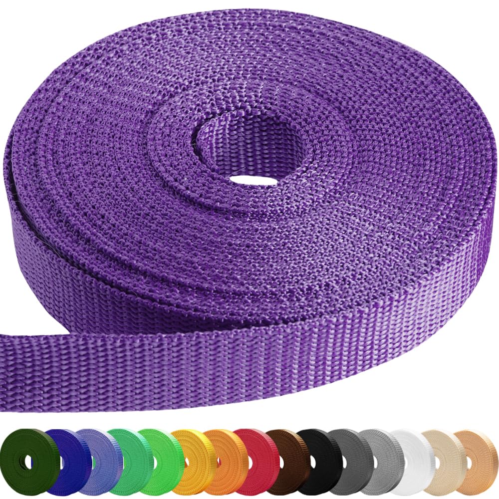TECEUM 3/4" & 5/8" & 1" & 1.5" & 2" Webbing – 10 25 50 Yards – 40+ Colors – Heavy Duty 1 Inch 1.5 Inch 2 Inch Backpack Straps – Webbing for Outdoors