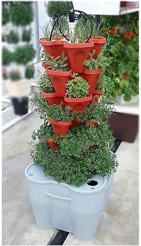 Miniatura 3 de Maceta apilable grande de 64 cuartos de galón, paquete de 5 unidades, crece más en menos espacio, macetas y apila, sistema de jardinería vertical de