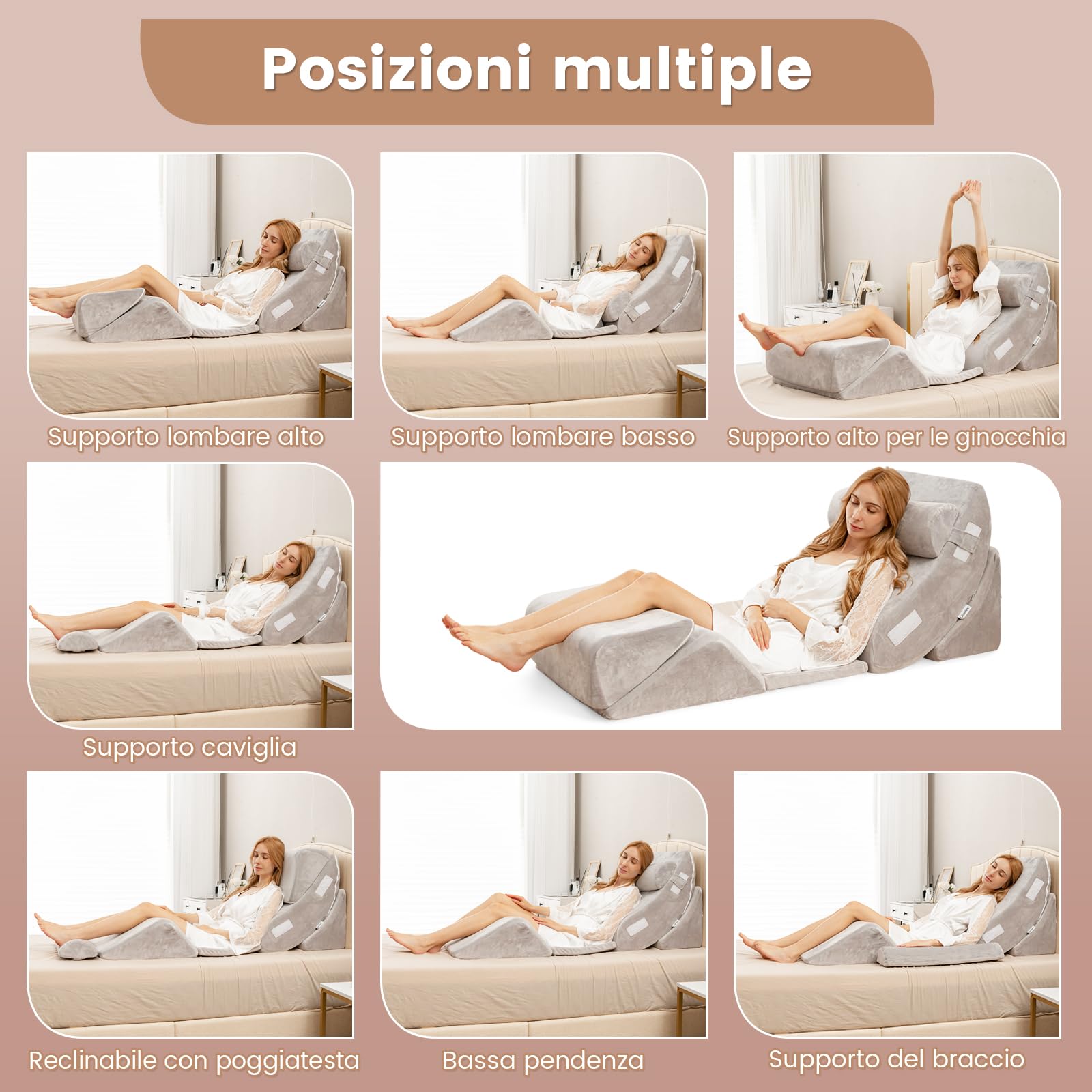 Cuscino A Cuneo Ortopedico Bonstato - Memory Foam Per Gambe, Schiena E Supporto Lombare - Foto 7
