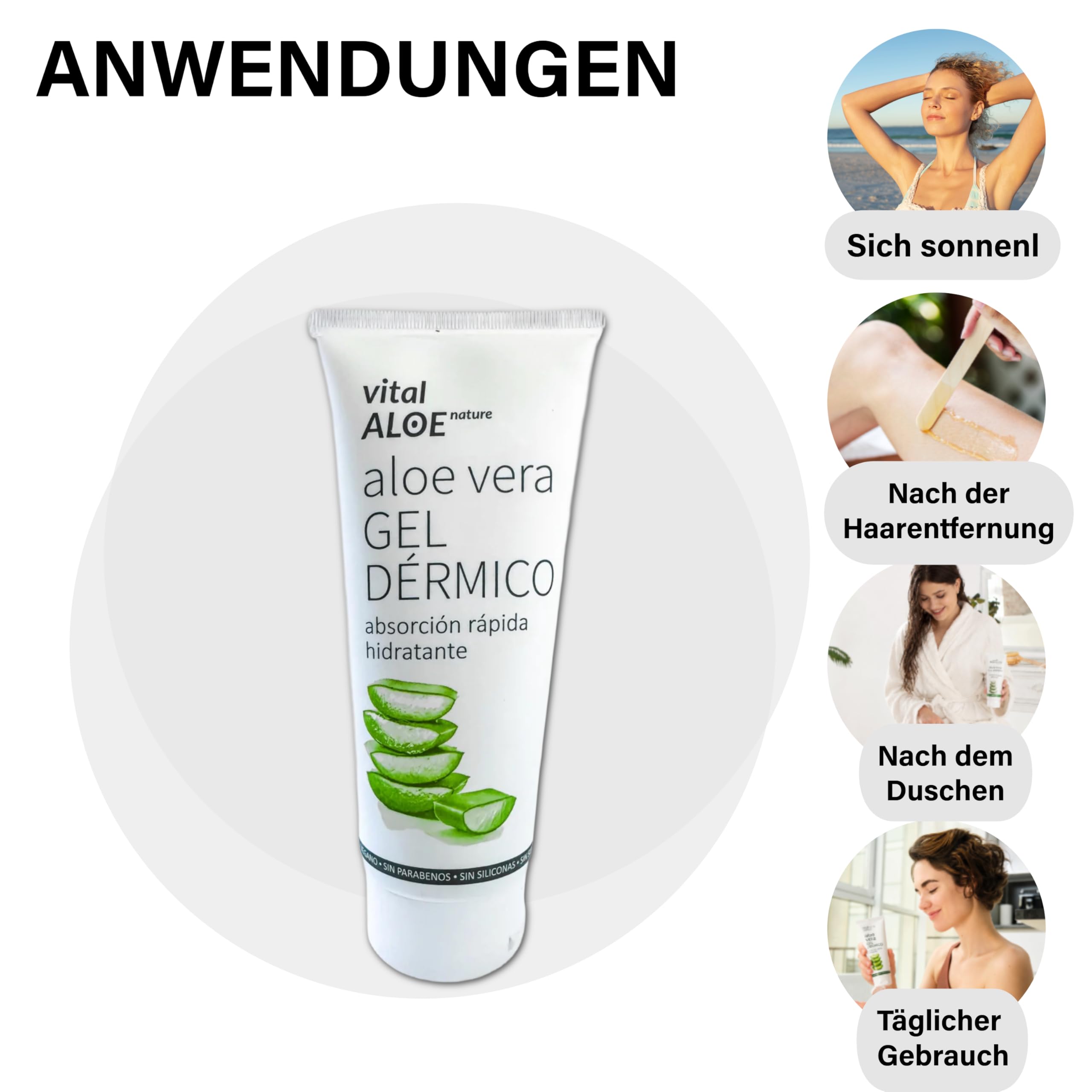 Aloe Vera Dermogel 5x200 ml | Feuchtigkeitsspendendes Gel für Gesicht und Körper mit Bio-Aloe Vera | After Sun und Nach der Haarentfernung | Schnell Einziehend, Vegan, Ohne Parabene und Farbstoffe