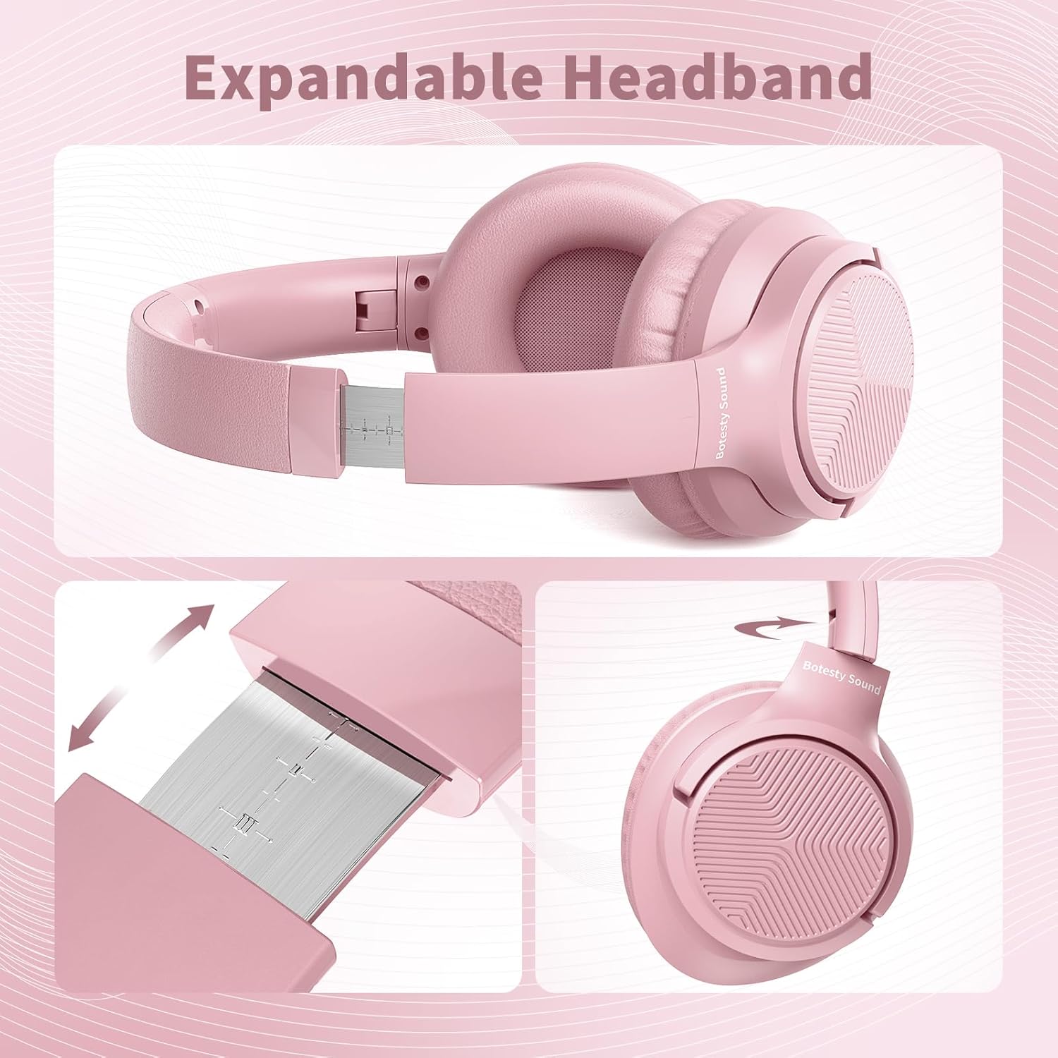Wired Headphones with Microphone, Over Ear 3.5mm Plug in Headphones with 4.9ft Tangle-Free Nylon Cord for Tablet, Laptop, MP3/4, School, Airplane Travel (Pink) - Image 4