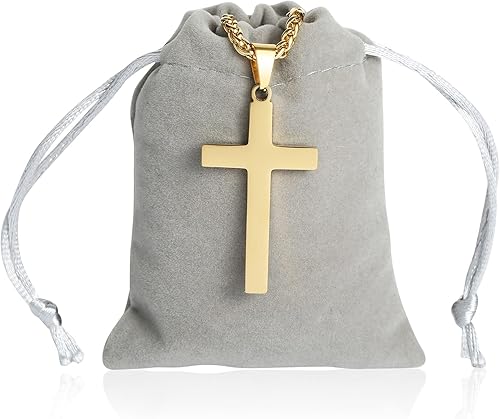 Miniatura 6 de RS Cross Necklace for Men Boys Women 16-24 Inches Stainless Steel Cross Pendant Chain Religious Gift