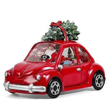 Amazon.co.jp: Lewondr スノードーム クリスマスオルゴール 車の