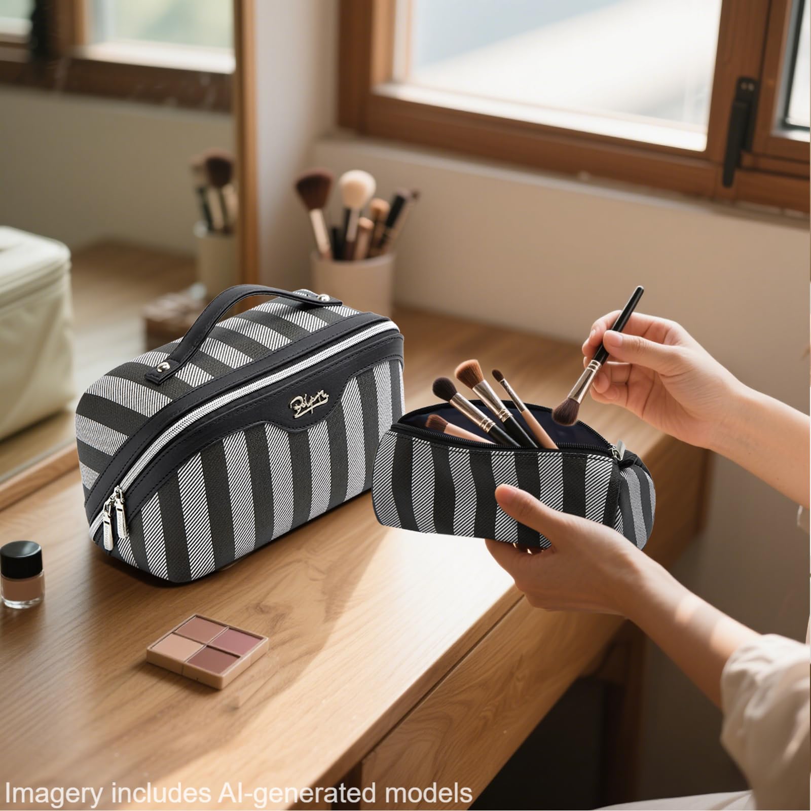 BOYATU 3-Piece Travel Makeup Bag Set with Compartments