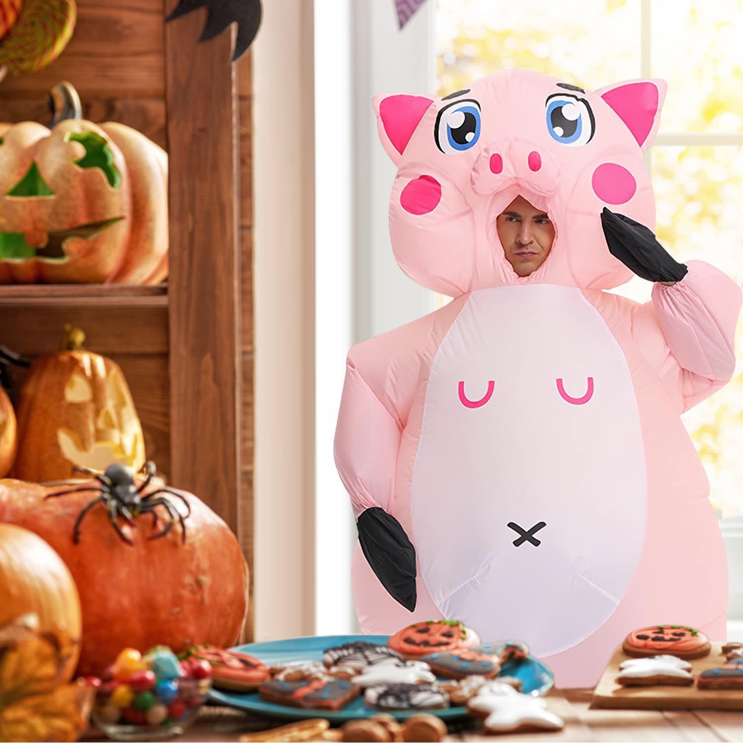 Déguisement Gonflable Cochon Costume de Cochon Gonflable pour Adulte Costume Gonflable Adulte Costume de Noël Halloween Cosplay Costume Gonflable Animaux Unisexe 150-190CM