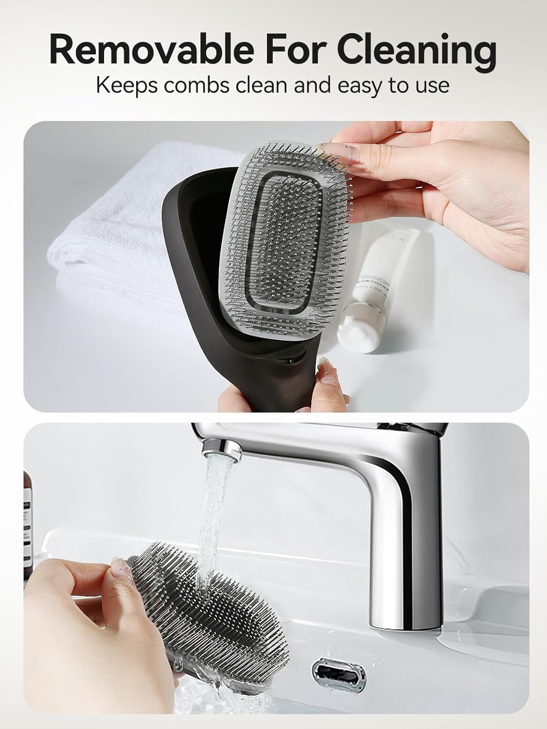 TOUCHBeauty Peine para Crecimiento del Cabello, Cepillo de Masaje 6 en 1 con Luz Roja y Azul para el Cuidado del Cuero Cabelludo, Peine Láser EMS con Iones Negativos para Alisar el Cabello, Recargable