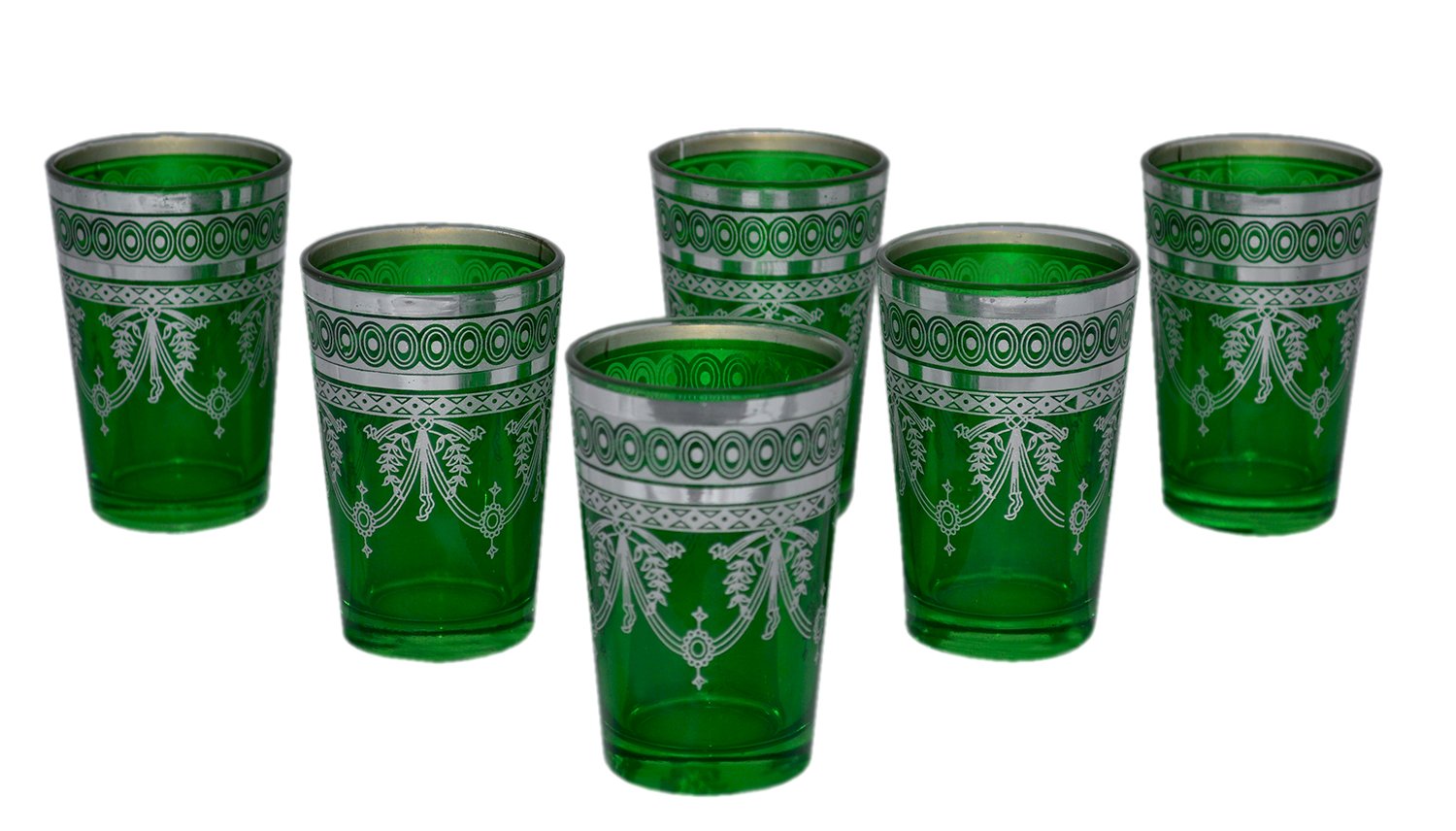 Tea Serving & Glasses Moroccan Set of 6 Tea Glasses Exquisite and Royal Green