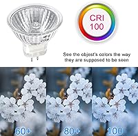 Vista 5 de Bombilla halógena MR16 de 50 W regulable de 12 V GU5.3 con base de dos pines con larga vida útil, bombillas MR16 blancas cálidas de 2700 K