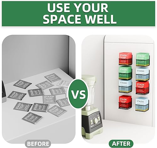 Miniatura 5 de ihomecooker Paquete de 8 organizadores magnéticos de bolsas de té, soporte de bolsa de té de metal, organizadores de paquetes de café para