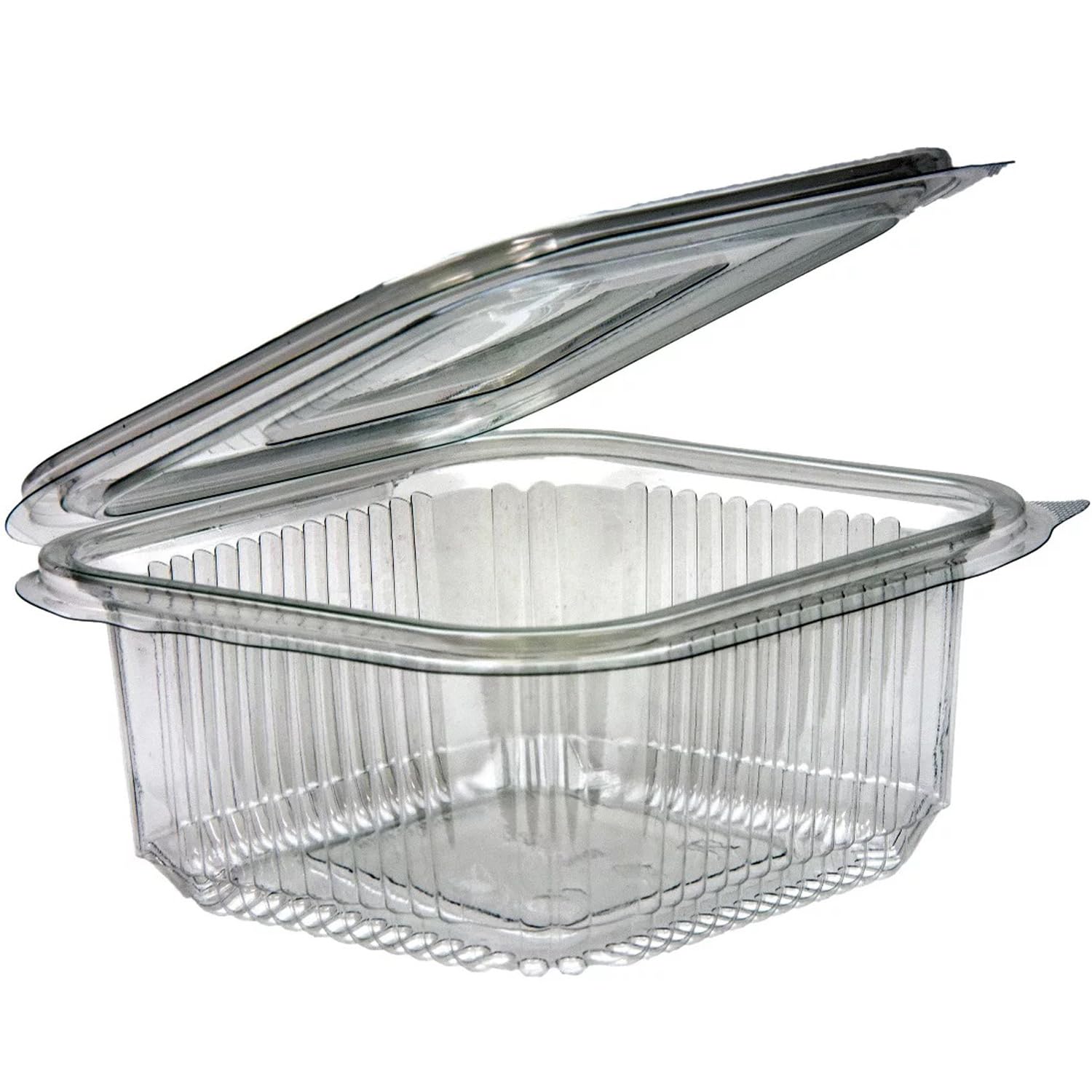 Mega Packaging [100 Pack] Clear Plastic Hinged Take Out Containers with Lids (5.3 x 4.9 x 2.2 inches) Best for Dessert, Cakes, Cookies, Salads, Pasta (500cc) — image 1