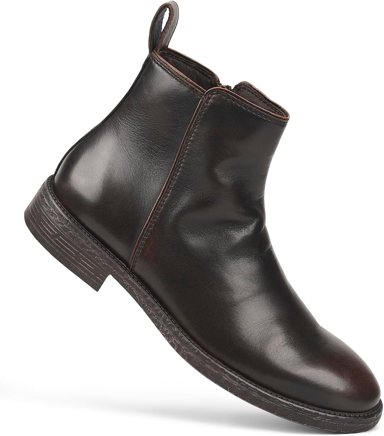 FIEEIF Men's Leather Ankle Boots Side Zip Stylish Comfortable Dress Chelsea Boots
