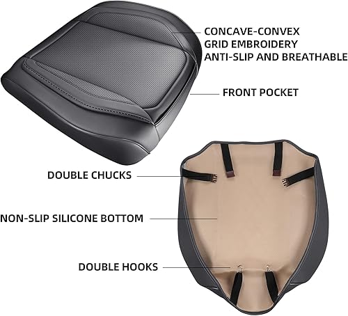 Miniatura 6 de CAPITAUTO Juego completo de fundas de asiento de automóvil, fundas de asiento de piel sintética para automóviles SUV, súper transpirables, borde de