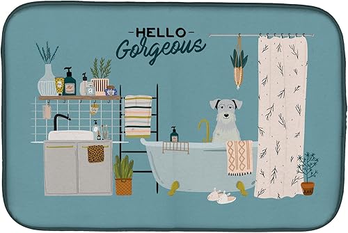 Miniatura 111 de Caroline's Treasures CK7824DDM - Tapete absorbente para secado de platos con diseño de bulldog inglés, rojo y blanco, para encimera de cocina, 14 x