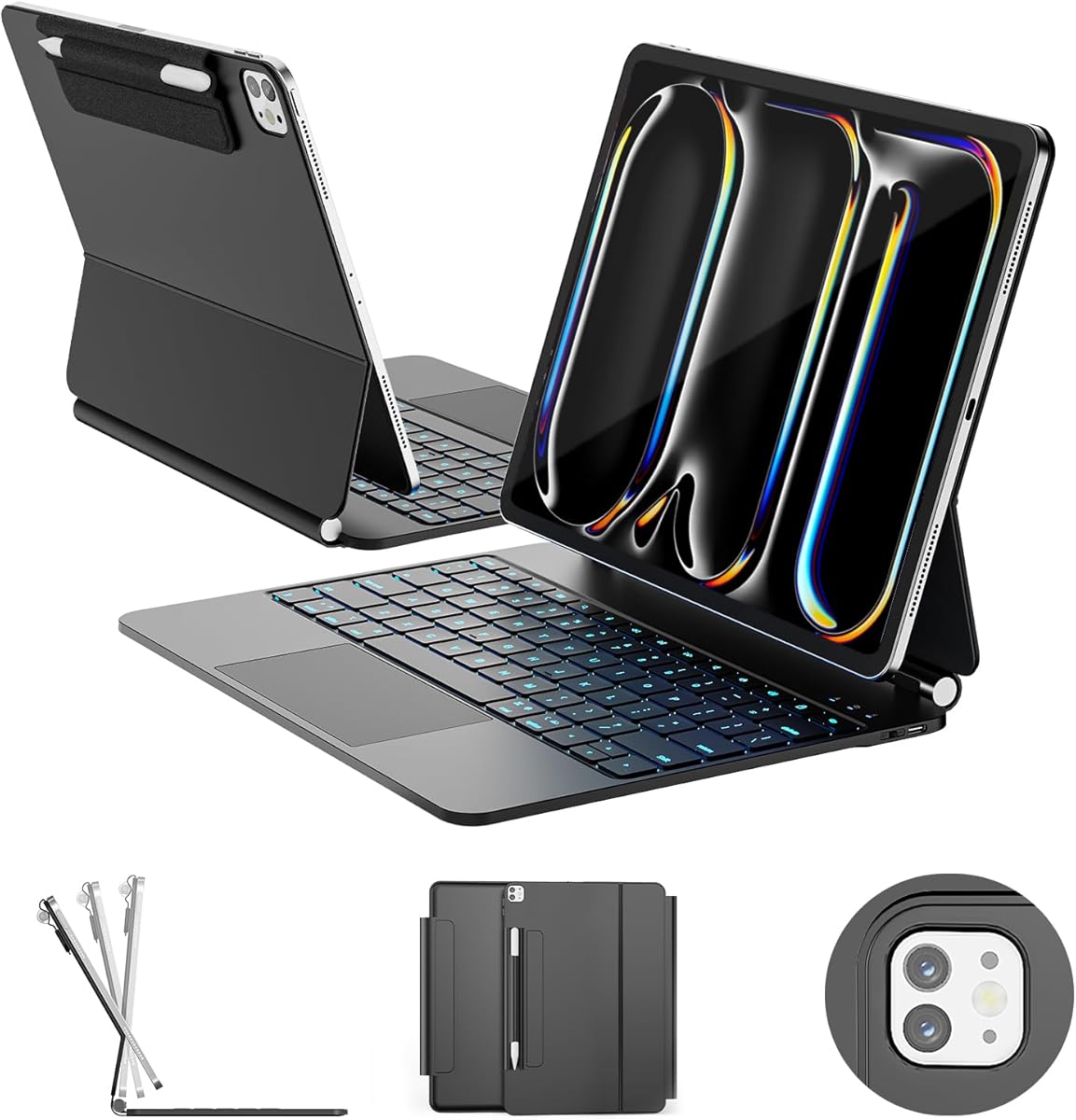 for iPad Pro 13 inch Case with Keyboard (M4, 2024), Magic Keyboard for iPad Pro 13, Springy Backlit Keys, Stain-Resistant Surface, Multi-Touch Trackpad, Black [NOT for iPad Air 13 M2/M3]
