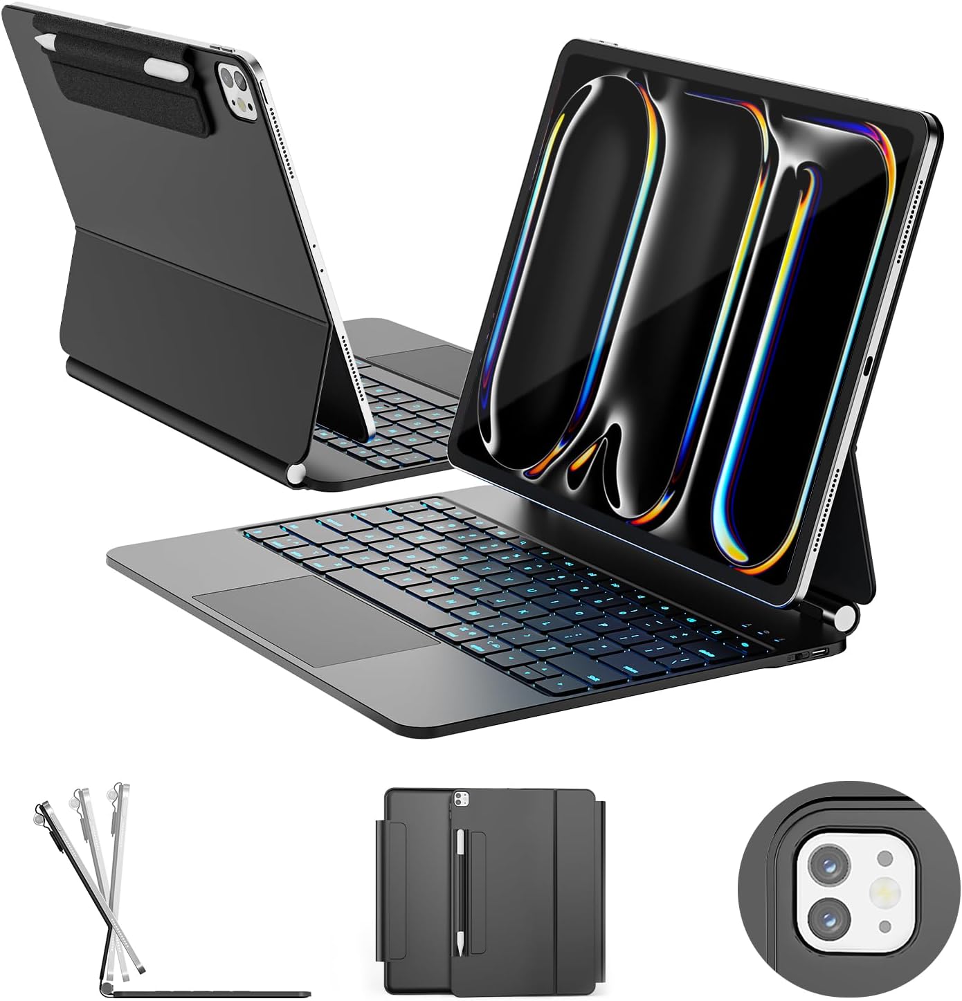 for iPad Pro 13 inch Case with Keyboard (M4, 2024), Magic Keyboard for iPad Pro 13, Springy Backlit Keys, Stain-Resistant Surface, Multi-Touch Trackpad, Black [NOT for iPad Air 13 M2/M3]