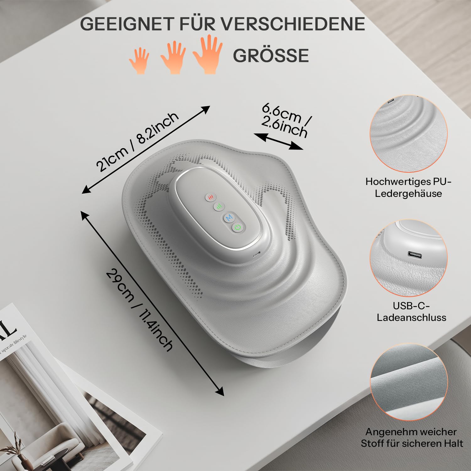 Intelligenter Handmassager mit Wärme und Kompression für Arthritis und Karpaltunnel-Linderung, Schmerzlinderung & Entspannung, Wiederaufladbarer für Zuhause/Büro, Geschenk für Damen & Herren