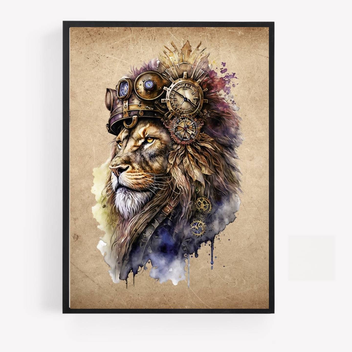 Steam punk steampunk lion Print Picture Poster hipster dapper vinatge style A4 UNFRAMED wall art Home decor Decorating gift