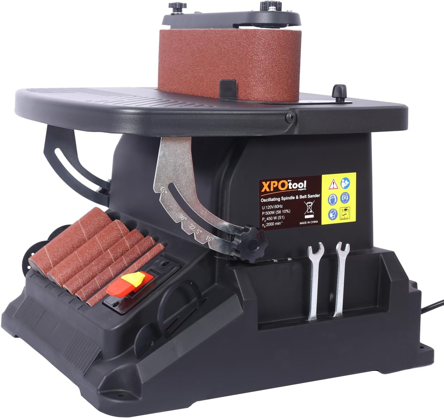 Vertical Oscillating Spindle Sander & Belt Sander, 2 in 1 Combination Woodworking Machine Black Steel Powerful 500W Motor Workshop Use