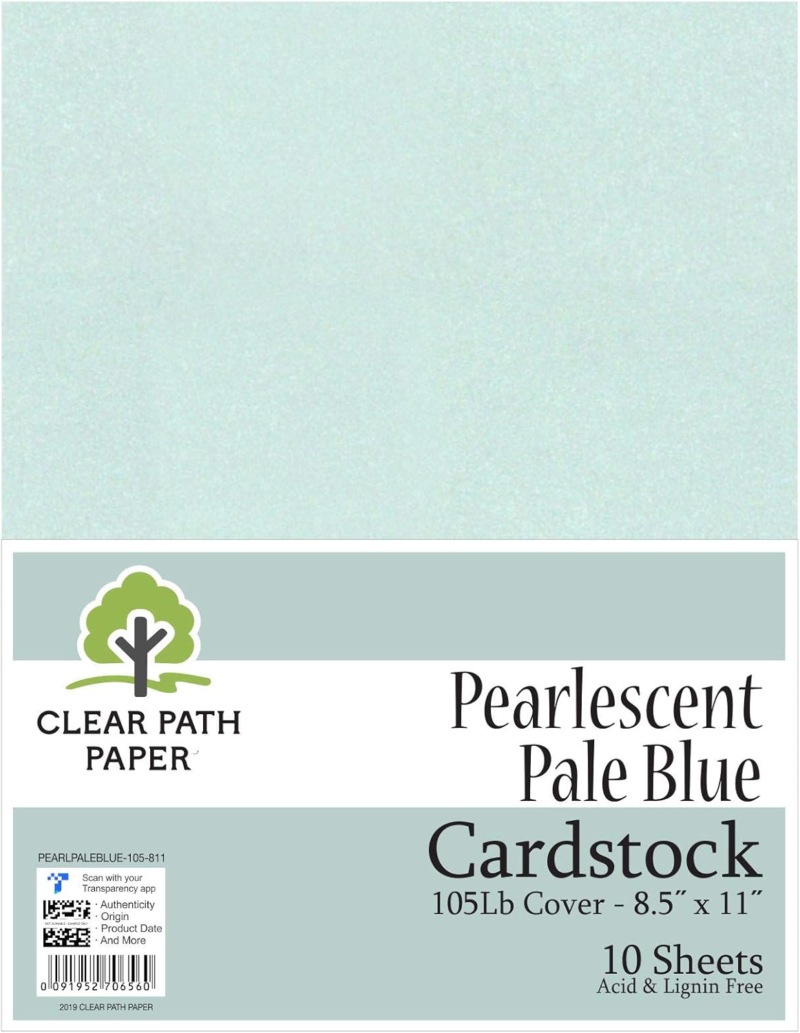 Pearlescent Pale Blue Cardstock 8.5 x 11 inch 105Lb