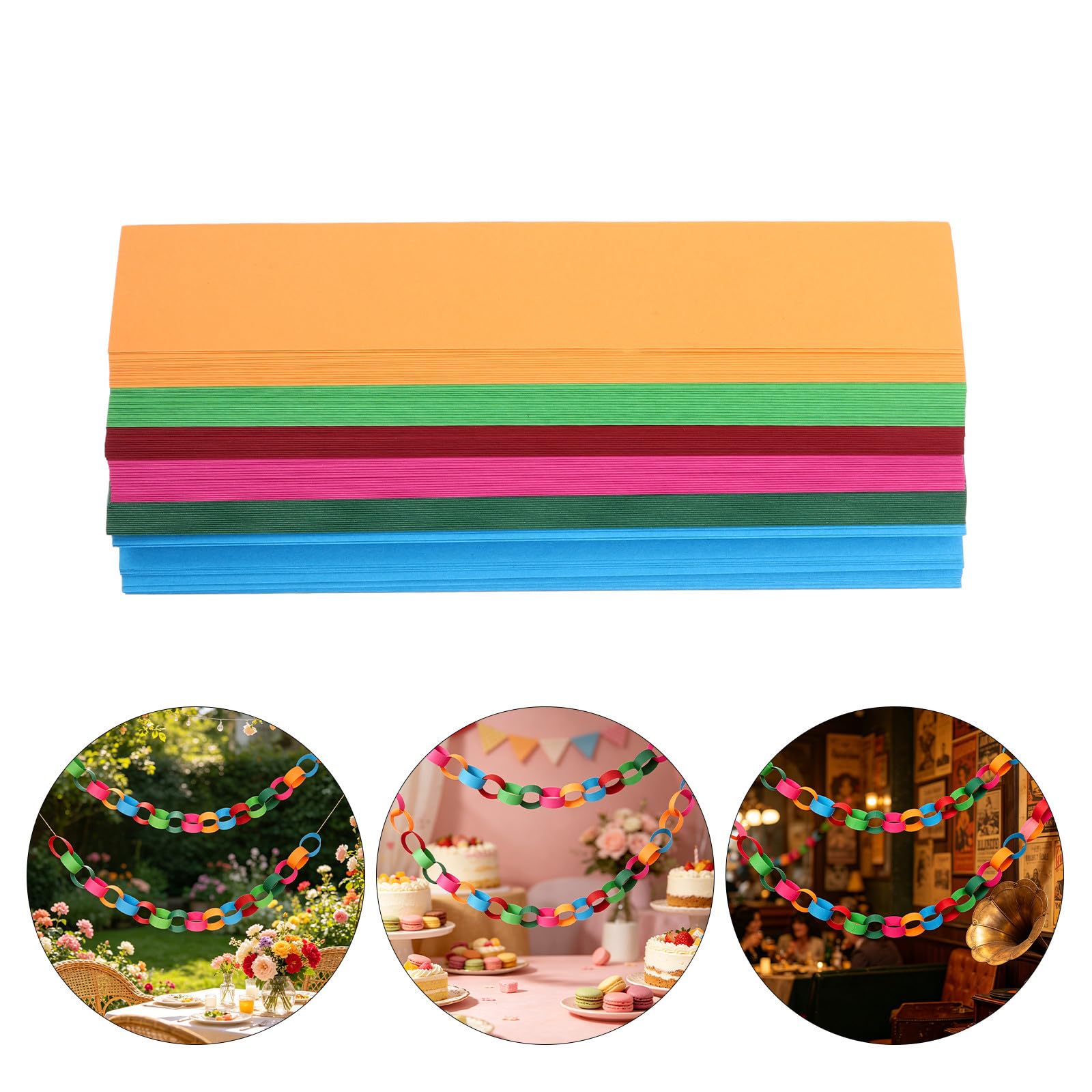 Healeved 300 Stück Bunte Papiergirlande aus Karton für Partydekoration und Klassenzimmer Farbige Papierketten für Kreative Dekorationen