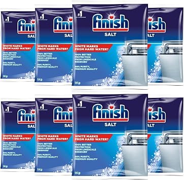 Finish Dishwasher Salt Box, 8kg, Prevents Limescale Build Up, Effective against Hard Water Pack of 2x4kg