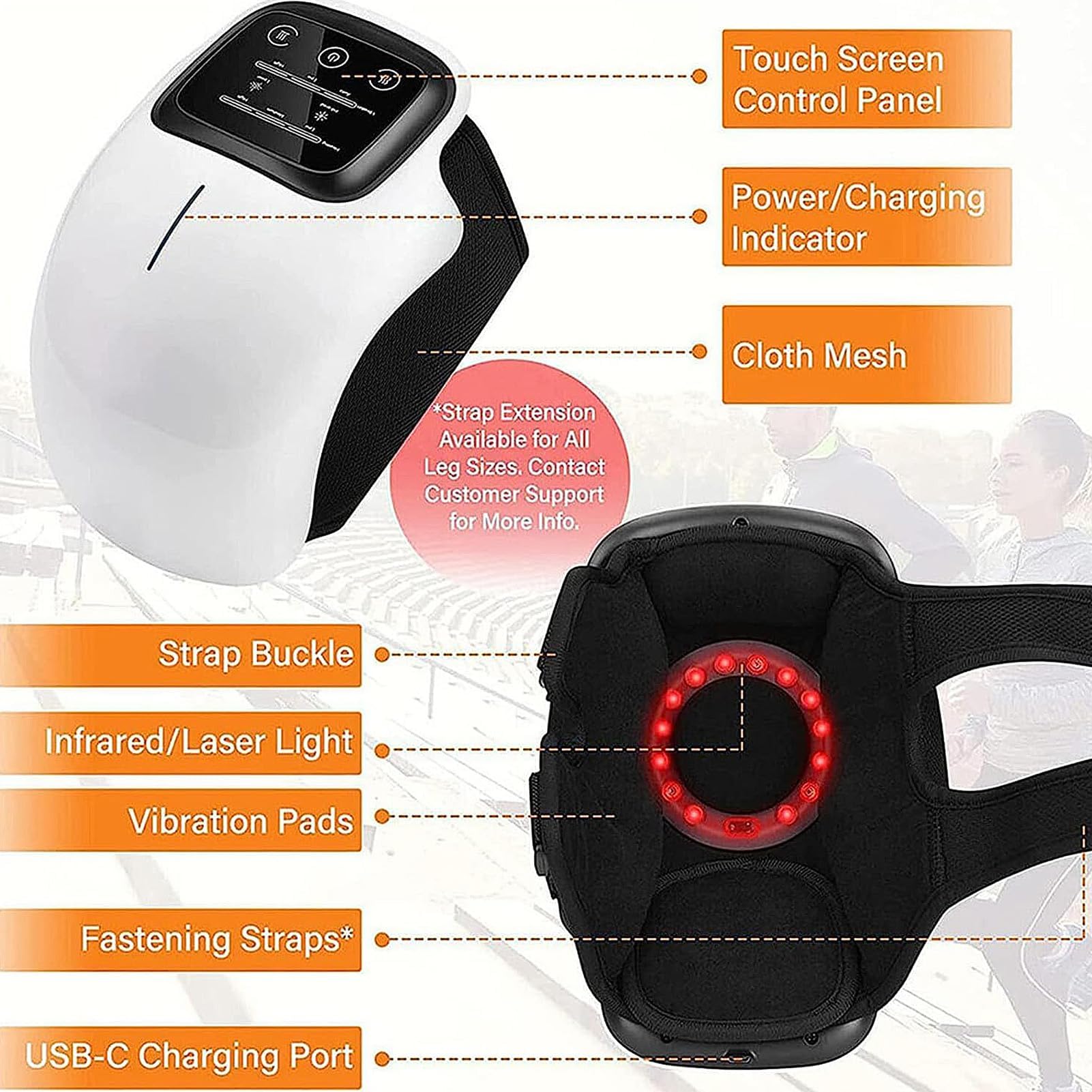 Masajeador de Rodilla Inalámbrico, Pantalla LED Grande Inalámbrica Masaje Inteligente de Rodilla Recargable, Ciclo de Calefacción y Vibración, Intensidad Regulable, 1 Articulo