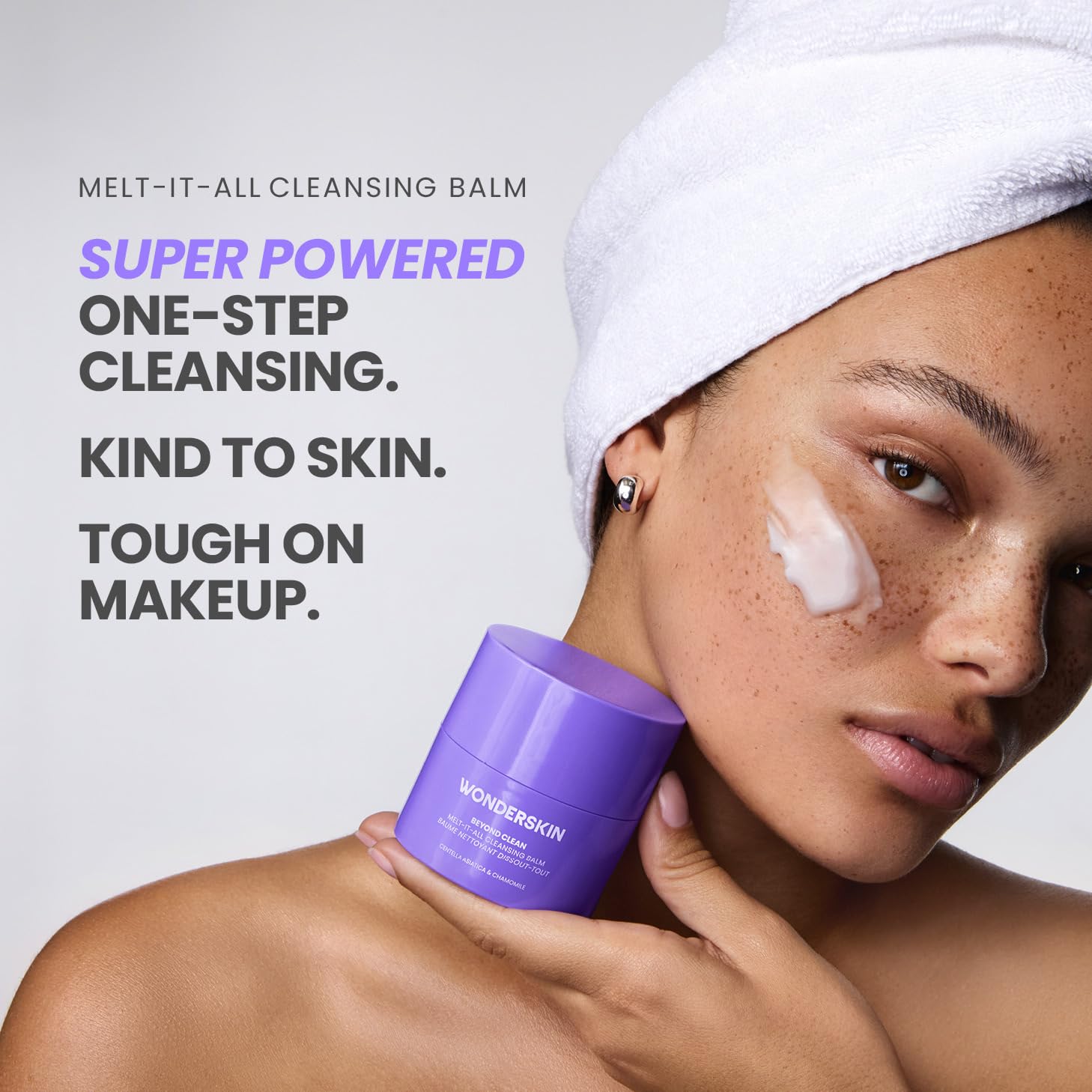 Wonderskin Cleansing Balm - Balsamo Detergente che si Scioglie Trasformandosi in Latte Struccante, Detergente Viso Delicato e Idratante con Centella Asiatica e Camomilla