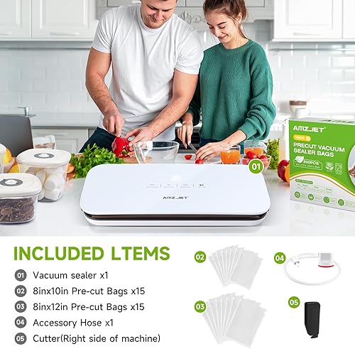 Miniatura 6 de Sellador al vacío para alimentos  Panel de vidrio templado, control táctil LED, pantalla digital, pulsohúmedosecoselladomodos de succión externa,