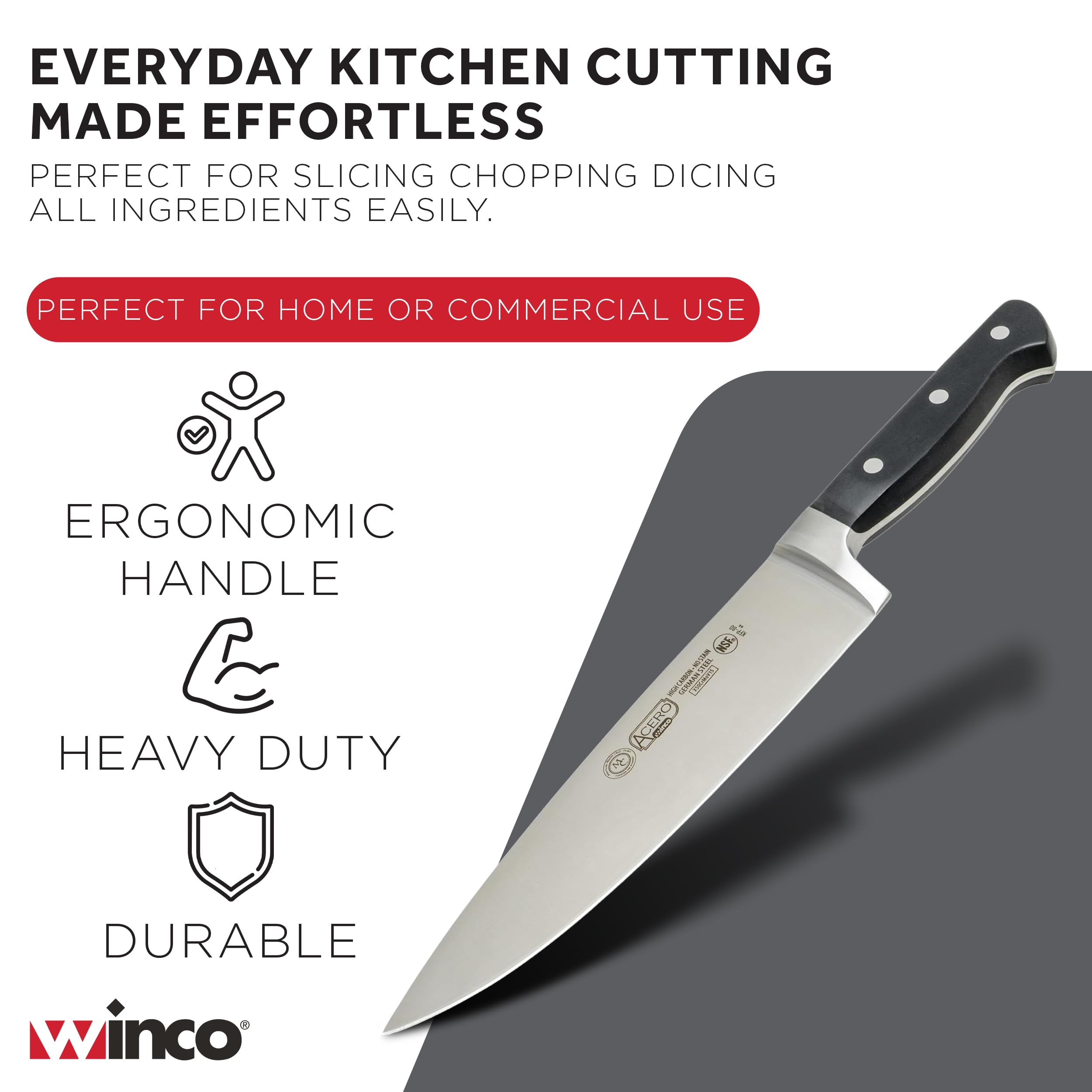 Winco 8" Stainless Steel Chef Knife — Amazon image 3