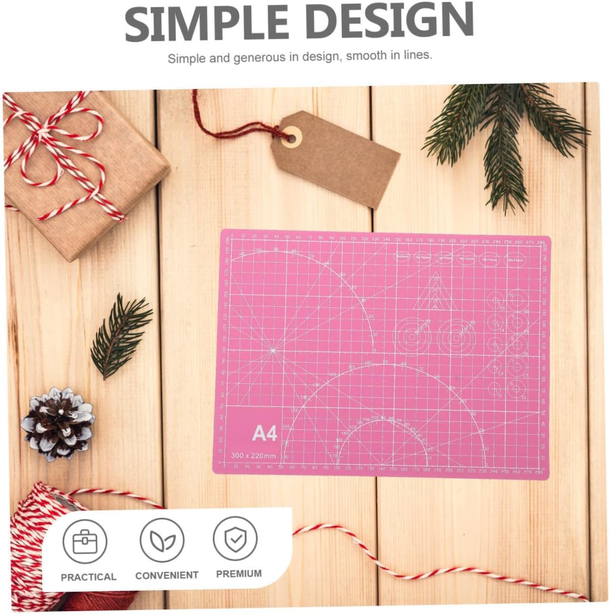 Alipis A4 Double-Sided PVC Cutting Mat Board for Crafts Sewing Engraving, Pink Non-Slip Plastic Cutting Pad with Grid Scale, for DIY Art and Quilting Projects
