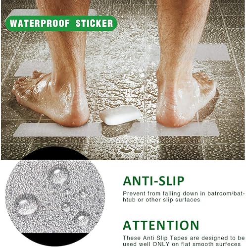 Miniatura 3 de Tiras antideslizantes para bañera, 18 unidades, adhesivos más grandes, antideslizantes, para bañera, baño, escaleras con raspador prémium