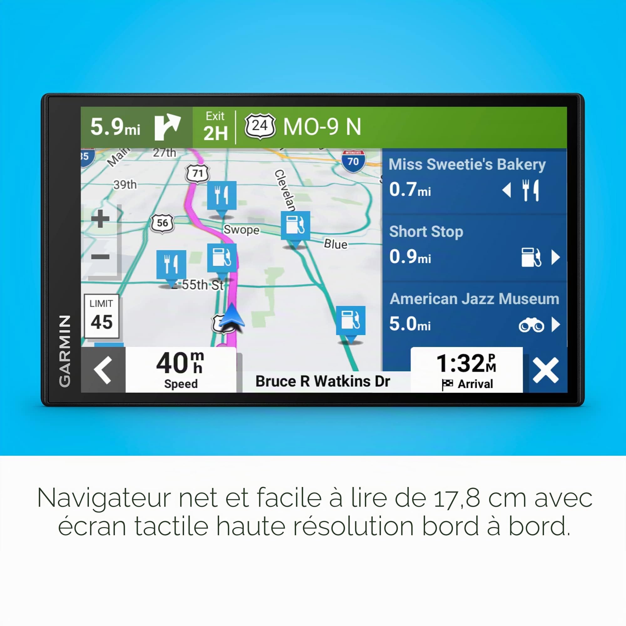 Garmin DriveSmart 76 Navigateur GPS pour Voiture avec Cartes Haute résolution et Assistance vocale Garmin 7"