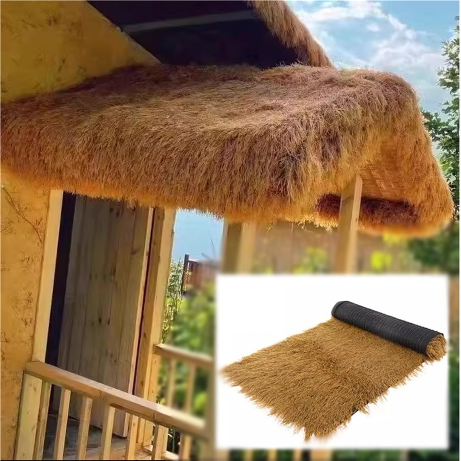 Panneau de chaume artificiel résistant pour clôture jardin