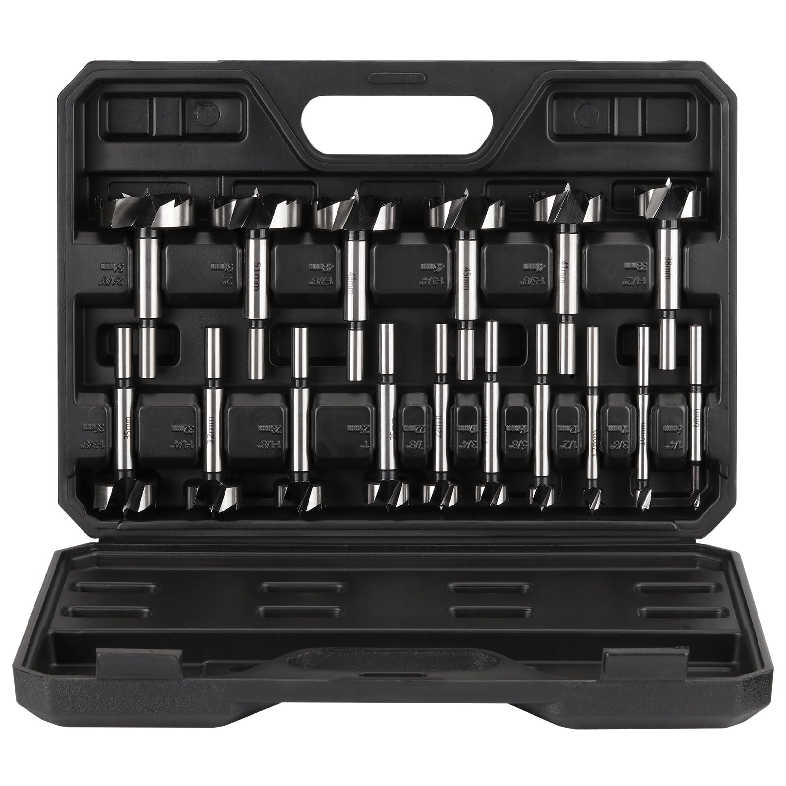 Vearter 16PCS 6-54mm Forstner Drill Bit Set, High Carbon Steel Multi-Tooth Woodworking Tools Forstner Bits with Round Shank