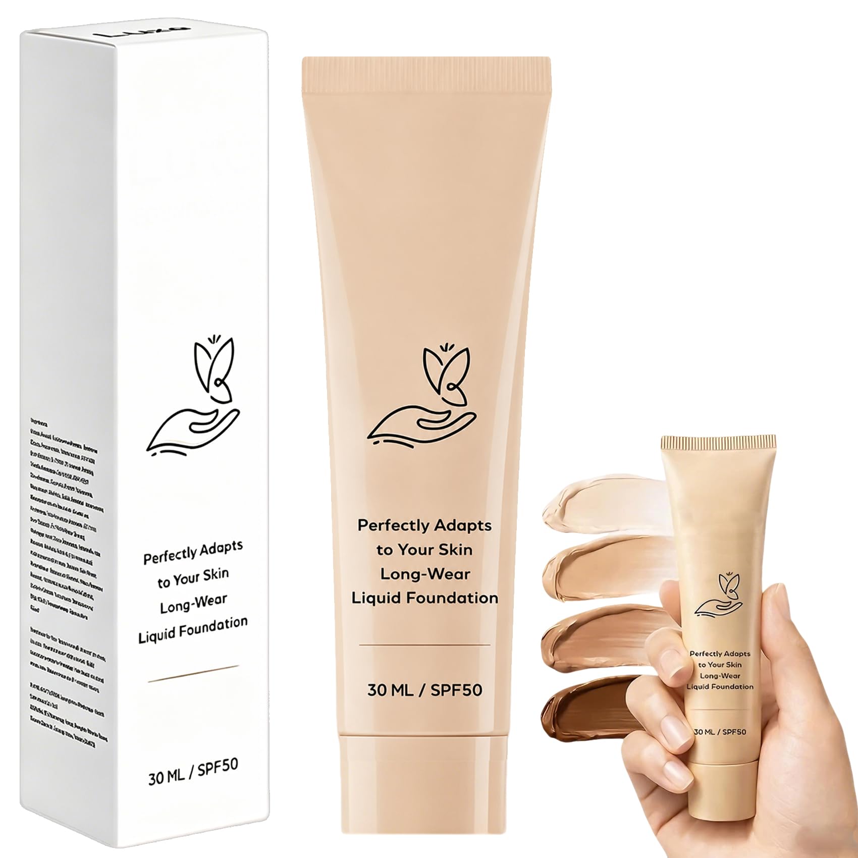 Luxe Cosmetics Colour Changing Foundation, Luxe Foundation Colour Changing Spf 50 for Mature Skin, Medium Coverage, Buildable Formula, Lightweight, Long-Lasting (1 Pcs)