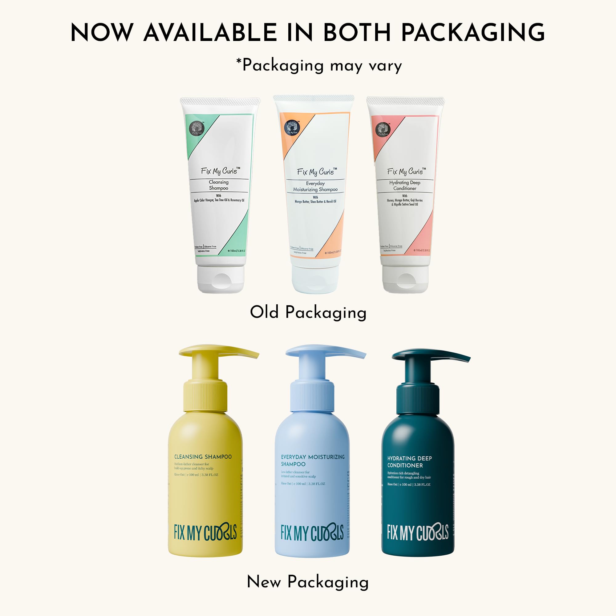 Fix My Curls Wash Day Trio | Cleansing & Moisturizing Shampoo, Hydrating Deep Conditioner | Silicone & Sulphate Free | For Curly, Wavy Hair| 100ml each - Image 2 thumbnail